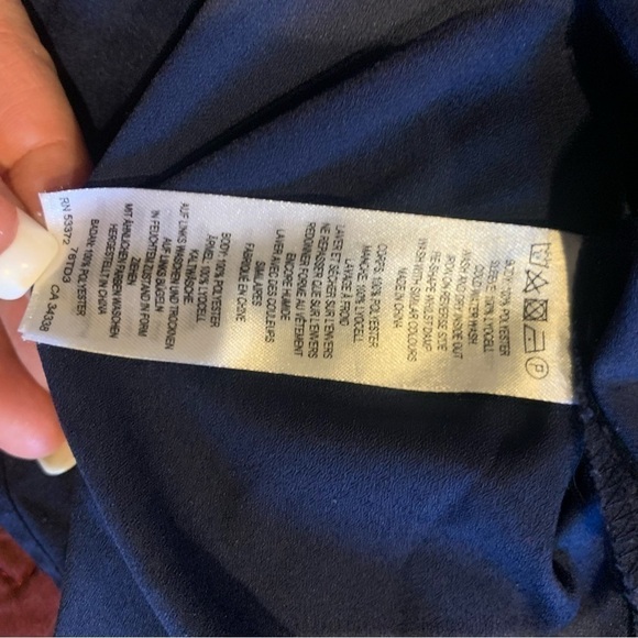 FRENCH CONNECTION Navy Blue Long Sleeve Blouse size large - Picture 7 of 7